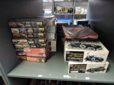 A collection of 1:25, 1:32 and 1:43 scale Vintage Car Plastic Kits including Matchbox, Airfix,