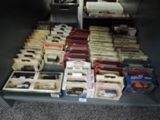 A shelf of Matchbox Models of Yesteryear and Lledo Days Gone die-casts, approx 50+. All boxed