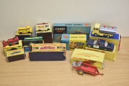 A collection of mixed die-casts, Dinky 264 RCMP Patrol Car, 321 Massey-Harris Manure Spreader,