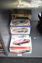 Two Mattel Mebetoys 1:25 scale part made Ford Fiesta Cars and three Burago Models or Kits, Rolls