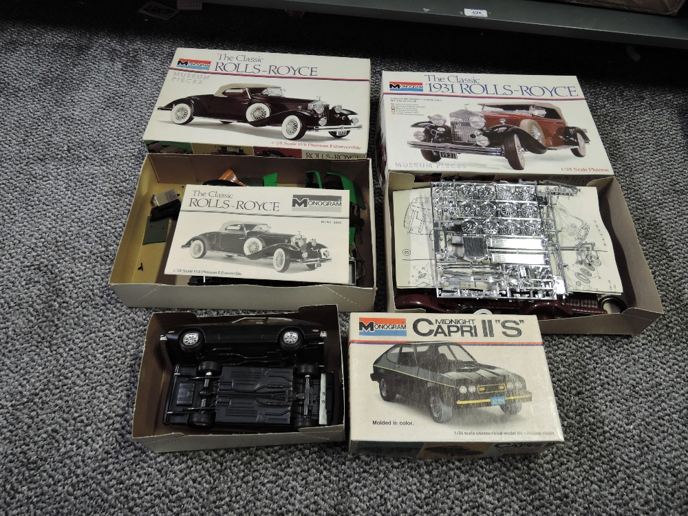 Twelve Monogram 1:24 scale Vintage Car plastic Model Kits, all opened, some part made, not checked - Image 4 of 6