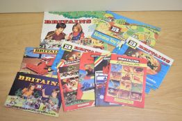Twelve Britains Toy Catalogues, 1970, 1973, 1976, 1977 x4, 1978, 1980, 1981, 1982 and 1988