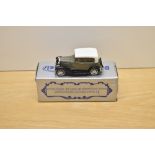 A Brooklin Models 1:43 scale die-cast, No 3 1930 Ford Model A Victoria, grey with white roof and