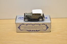 A Brooklin Models 1:43 scale die-cast, No 3 1930 Ford Model A Victoria, grey with white roof and
