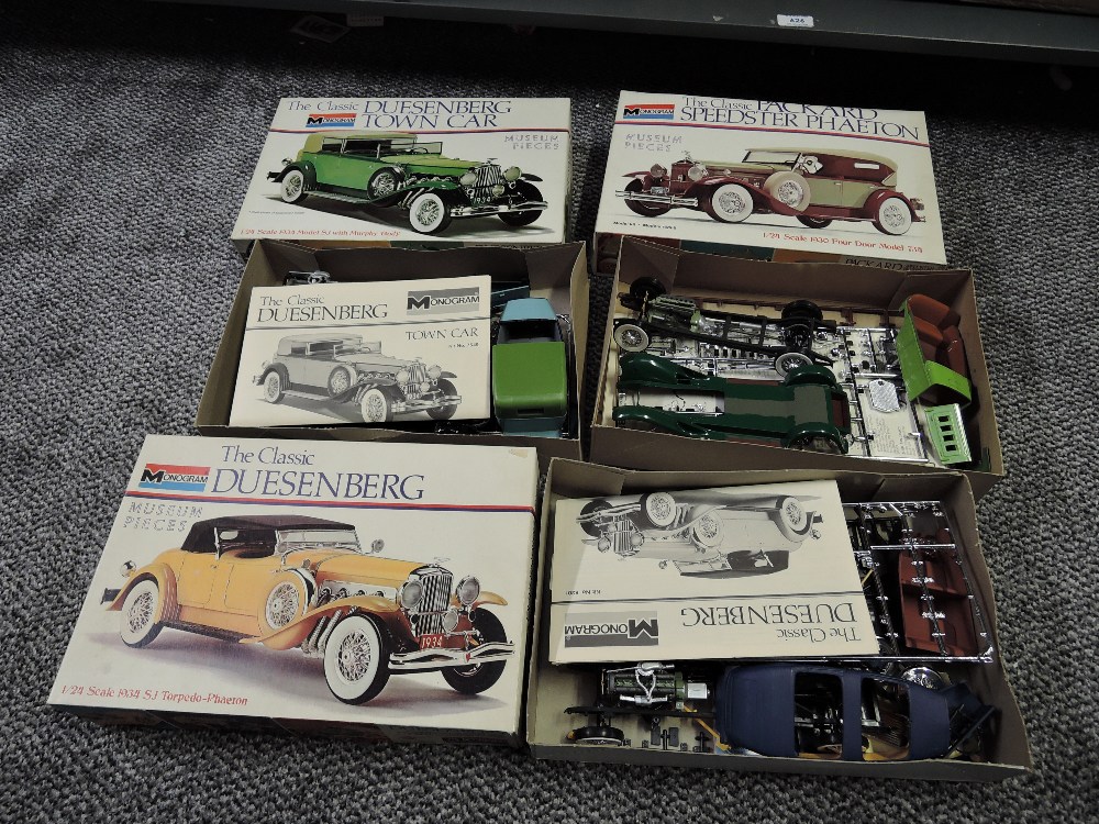 Twelve Monogram 1:24 scale Vintage Car plastic Model Kits, all opened, some part made, not checked - Image 3 of 6