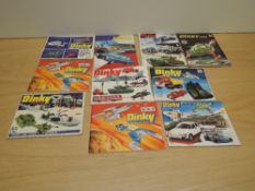Ten Dinky Catalogues, No7, No8, No9, No10, No11, No12, No13 x2, No14 and 1971 French Dinky, all