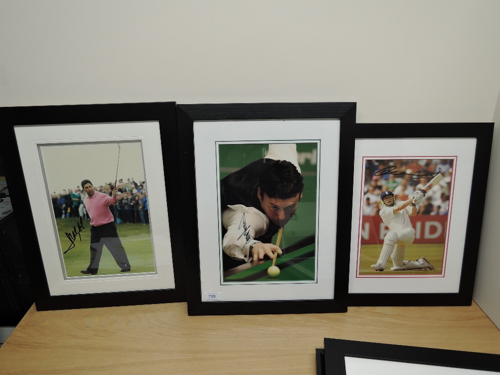 Five framed and glazed Sportsman Prints, Seve Ballesteros, Jose Maria Olazabal, Jimmy White, Freddie