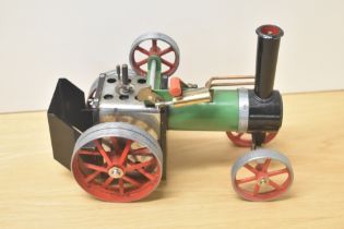 A Mamod Live Steam TE1A Steam Engine, missing roof, burner present