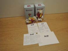 Two modern Steiff Limited Edition Rupert Ornaments, 653643 Rupert, 00476/1500 and 653537 Rupert on