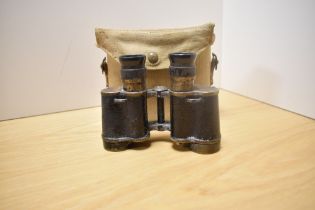 A pair of Taylor Hobson Bino Prism No2 MkIII X6 (1943) binoculars No262735 in webbing case with