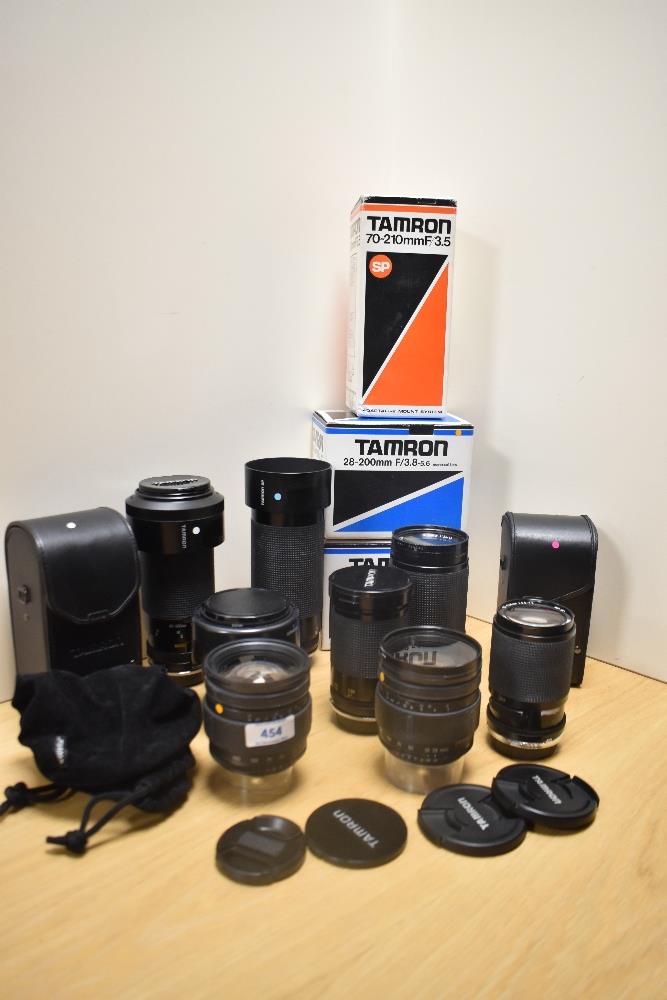 Eight Tamron lenses. A 1:3,5-4,5 35-135mm, a Tele Macro 1:3,5-4,2 35-135mm, a SP 1:3,5-4,2 35-210mm,