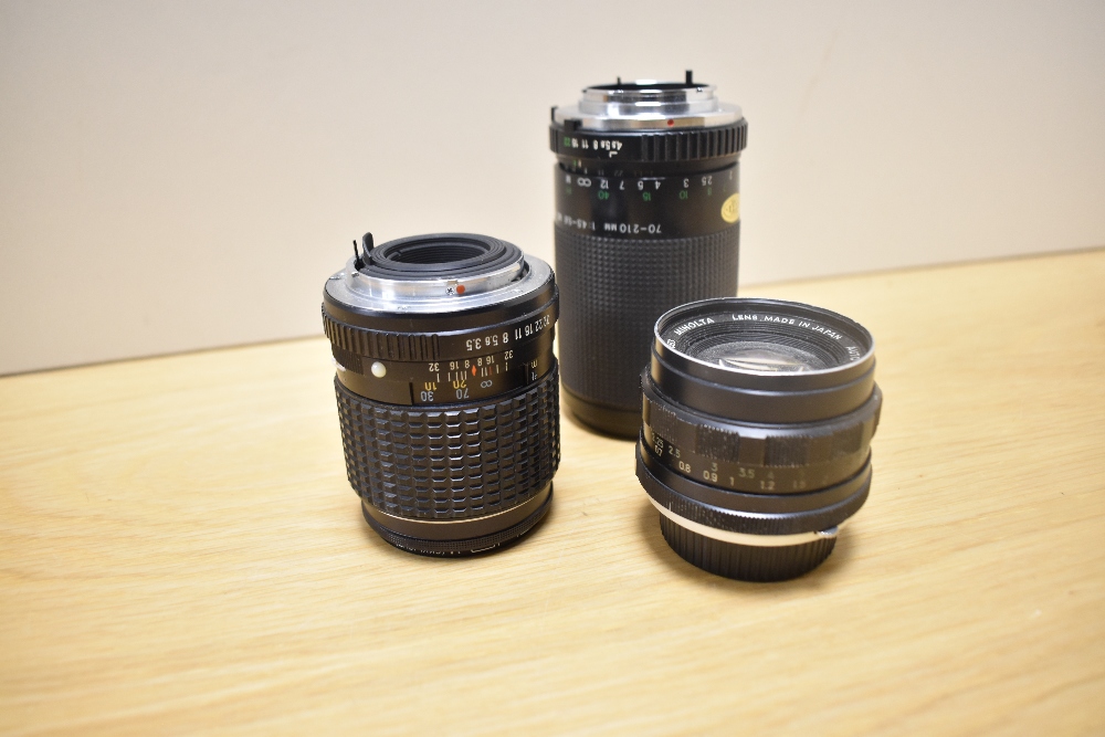 Seven Various lenses. An Exakta MC Macra 1:4,5-5,6 70-210mm, A Mamiya Sekor SX !:1,8 55mm, a Minolta - Image 4 of 5