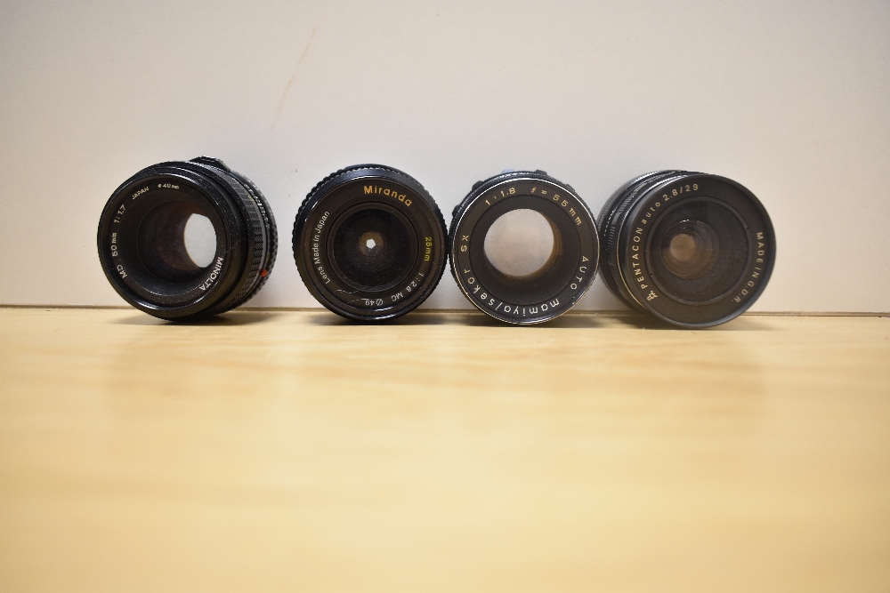 Seven Various lenses. An Exakta MC Macra 1:4,5-5,6 70-210mm, A Mamiya Sekor SX !:1,8 55mm, a Minolta - Image 3 of 5