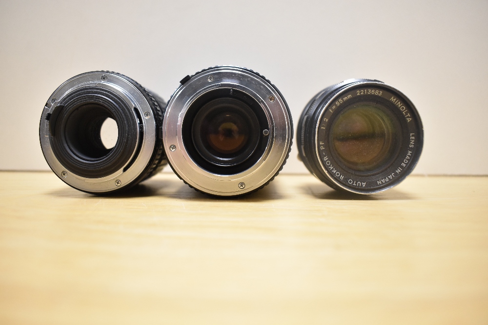 Seven Various lenses. An Exakta MC Macra 1:4,5-5,6 70-210mm, A Mamiya Sekor SX !:1,8 55mm, a Minolta - Image 5 of 5