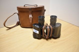 A pair of Taylor Hobson Bino Prism No2 Mk3 X6 binoculars No305129 (1943) in leather case with