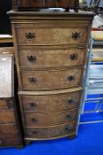 A reproduction Regency narrow chest of 6 drawers, height approx 131cm