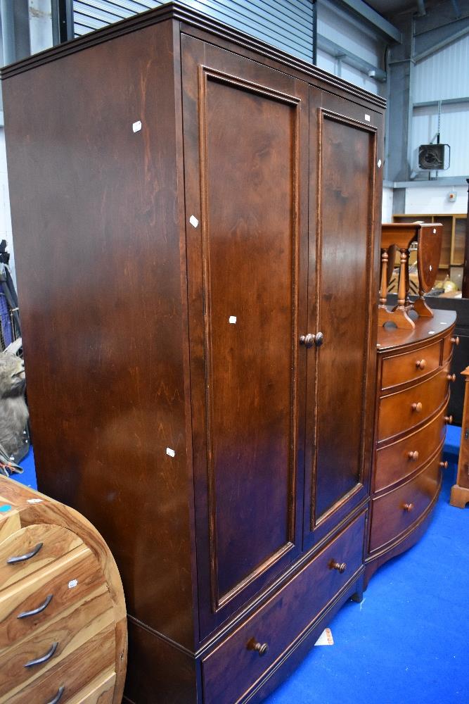 A modern mahogany wardobe with drawer base , dimensions approx. H199 W107cm - Image 2 of 10