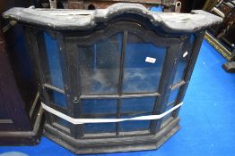 A 19th Century stained frame wall cabinet with glazed doors, width approx 76cm