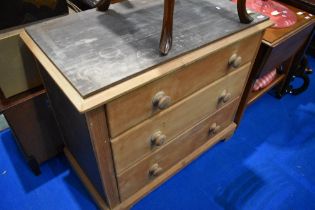 A Victorian chest of three long drawers, stripped finish, approx. Dimensions W92 H81 D50cm