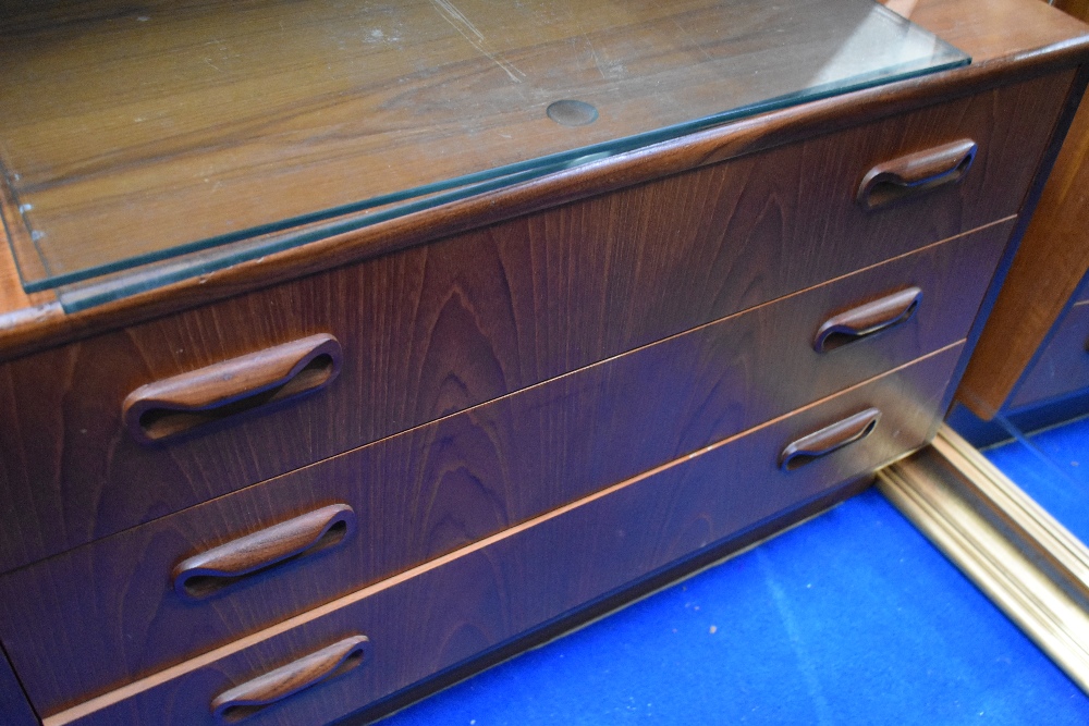 A vintage teak wall unit having partially glazed shelves and drawer base, dimensions approx. - Image 3 of 7