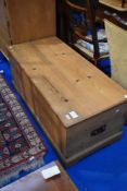 A stripped pine bedding box, approx. 109 x 51 x 46cm