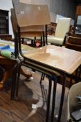 Three vintage metal and ply school chairs