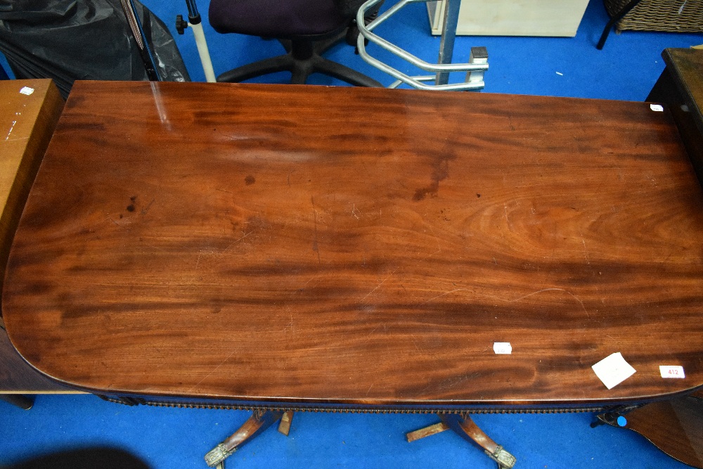 A William IV mahogany fold over tea/breakfast table of large proportions , having curved top over - Image 8 of 12