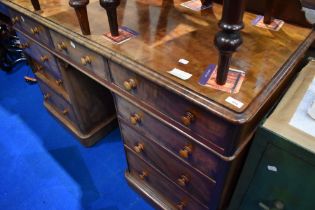 A Victorian pedestal desk, approx. dimensions W130 D55 H78cm