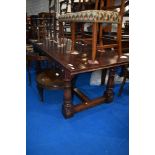 A modern mahogany refectory style dining table, approx dimensions. 214 x 92cm