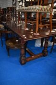 A modern mahogany refectory style dining table, approx dimensions. 214 x 92cm