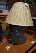 A vintage slate table lamp