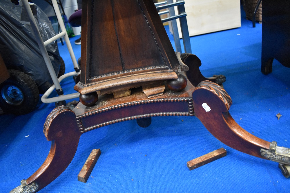 A William IV mahogany fold over tea/breakfast table of large proportions , having curved top over - Image 4 of 12