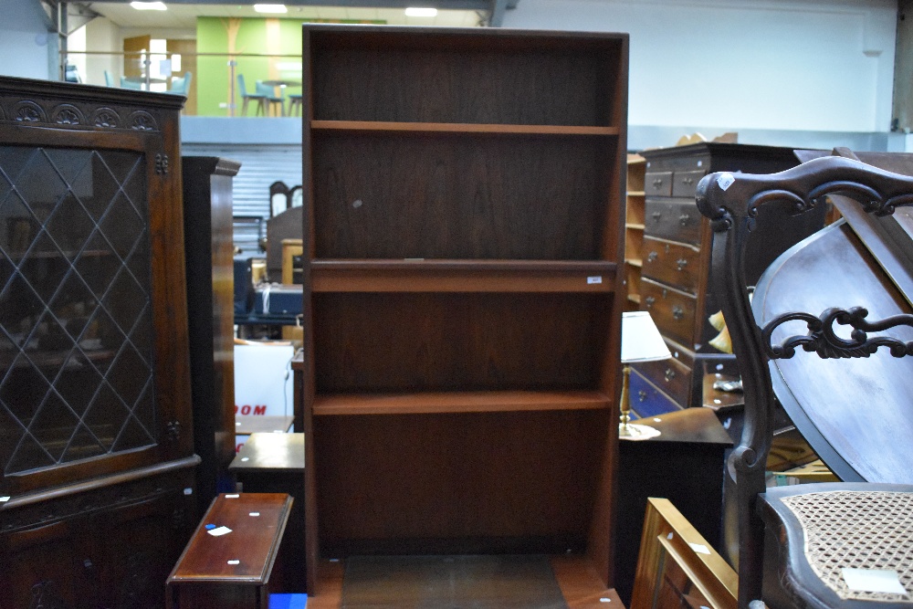 A vintage teak wall unit having partially glazed shelves and drawer base, dimensions approx. - Image 6 of 7