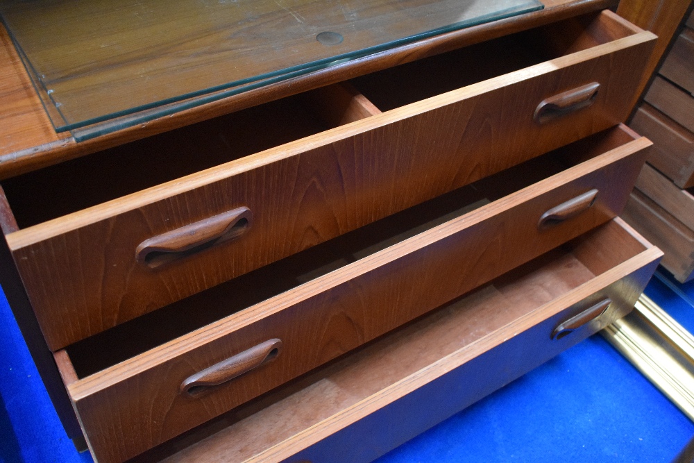 A vintage teak wall unit having partially glazed shelves and drawer base, dimensions approx. - Image 4 of 7