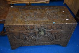 An Oriental camphor wood blanket box, approx, 102 x 50 x 58cm