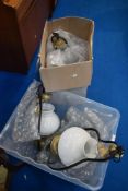 Four Victorian style ceiling light fittings , oil type converted to electric