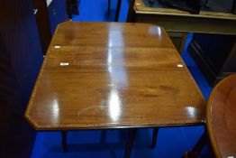 An Edwardian Sutherland style drop leaf table, dimensions approx W81, D69, H69cm