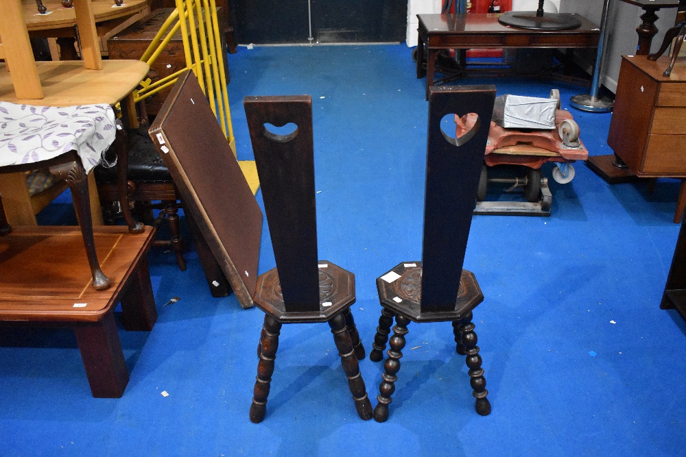 Two traditional carved oak spinning chairs - Image 3 of 7