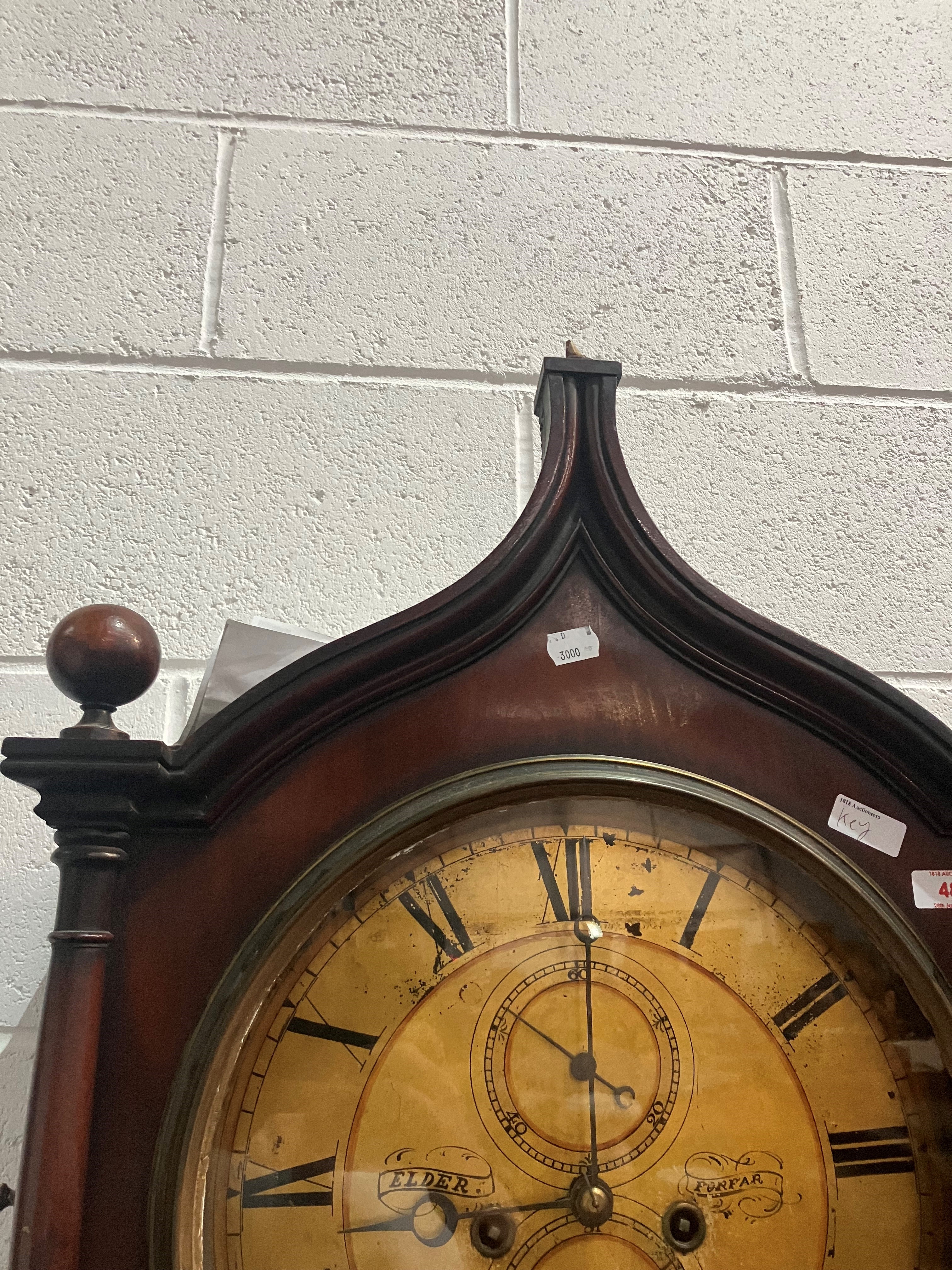 A 19th Century mahogany longcase clock , having 'onion' shaped case on square base, with 8 day - Image 8 of 8