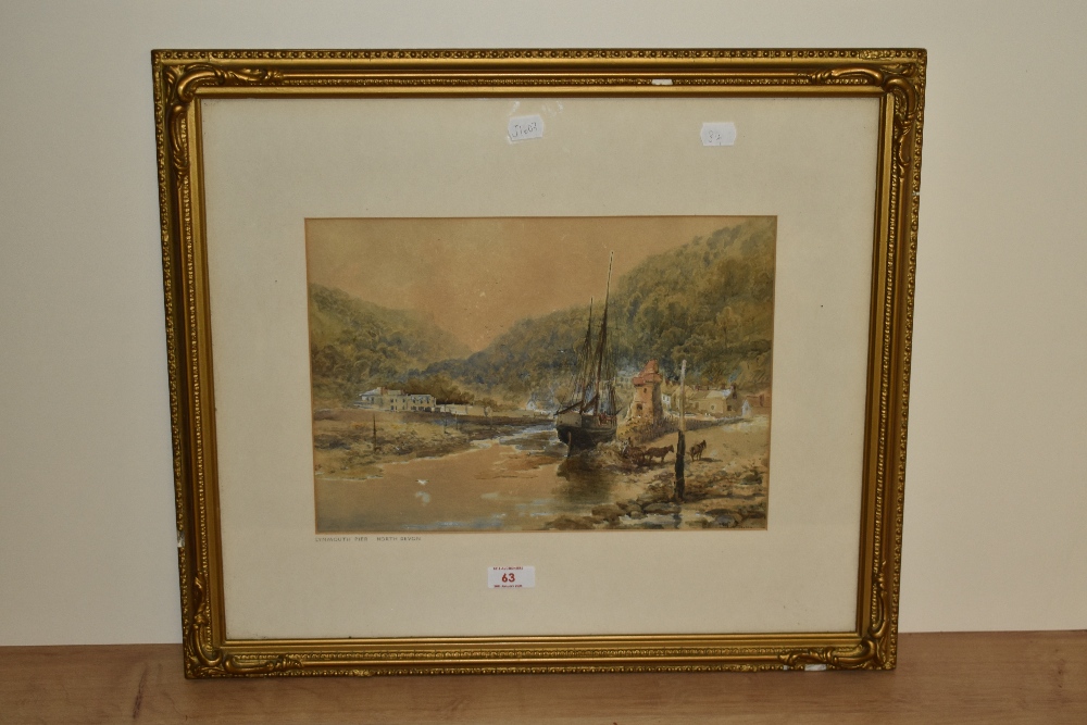 19th/20th Century, watercolour and gouache, 'Lynmouth Pier, North Devon', a maritime landscape, - Image 2 of 4