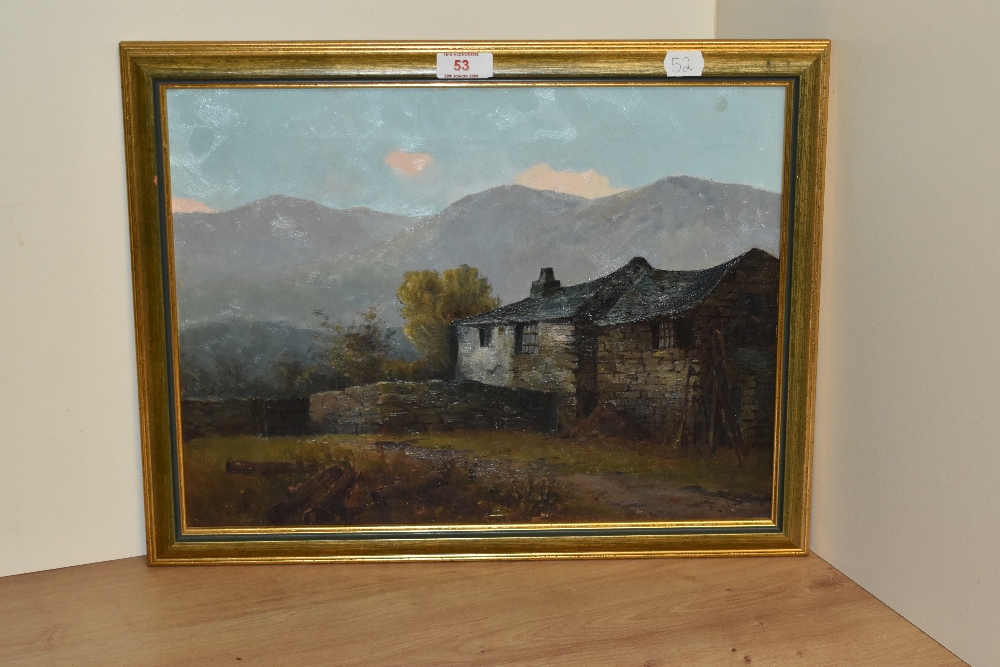 *Lake District Interest - 20th Century British School, oil on canvas, 'Old Houses at Grange, - Image 2 of 3