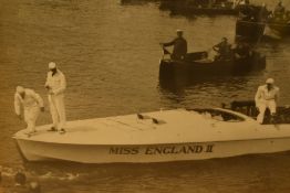 *Local Interest - A framed photograph , 'Launching of Miss England II, Bowness Bay - 5th June 1930',