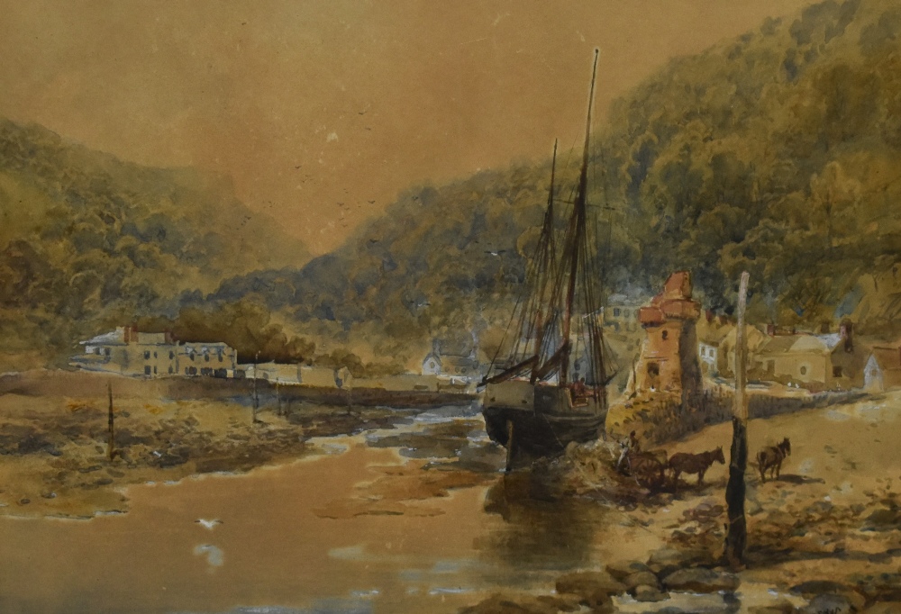 19th/20th Century, watercolour and gouache, 'Lynmouth Pier, North Devon', a maritime landscape,