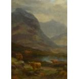 Edgar Longstaffe (1852-1933, British), oil painting, A pair of Highland landscapes with cattle to