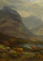 Edgar Longstaffe (1852-1933, British), oil painting, A pair of Highland landscapes with cattle to