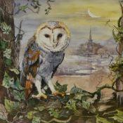After Glenda Rae (20th Century, British), coloured print, Owl, signed to the mount, framed, mounted,