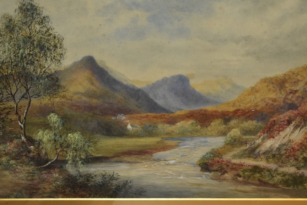 19th/20th Century School, watercolour & gouache, A romanticised Highland landscape with meandering - Image 3 of 3