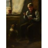 Henry John Dobson R.S.W (1858-1928, Scottish), oil on canvas, 'A Crofter And His Dog', A depiction