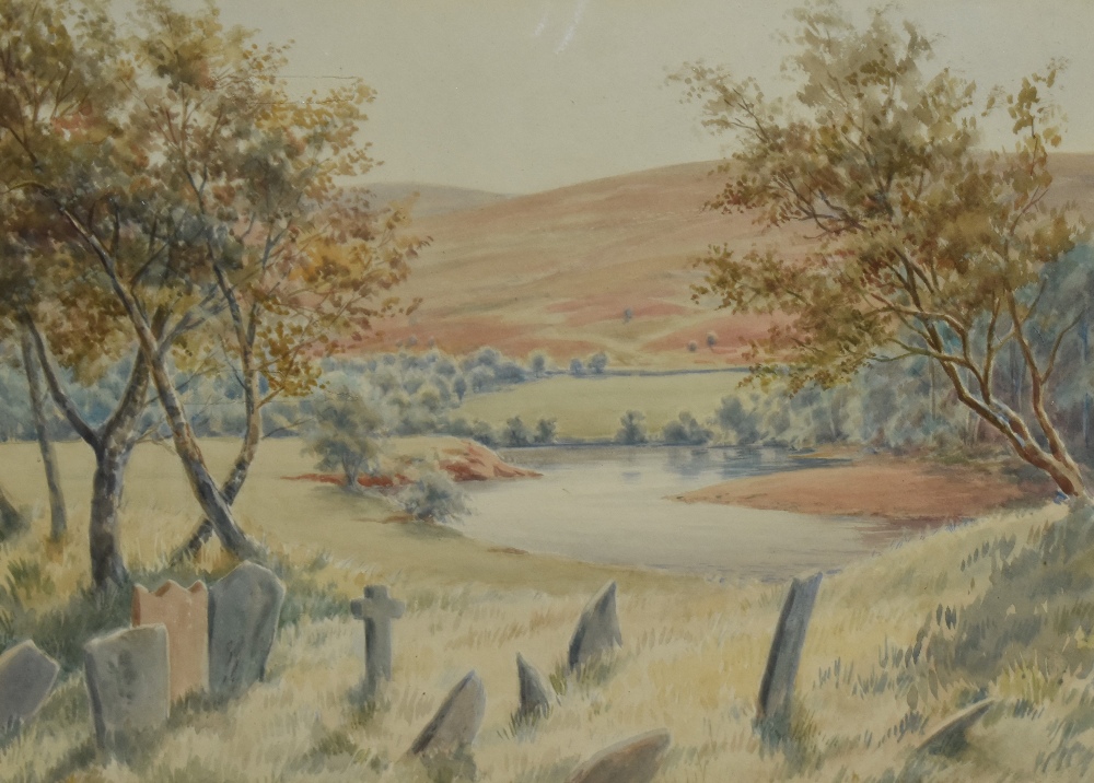 19th/20th Century School, watercolour & gouache, A romanticised Highland landscape with meandering