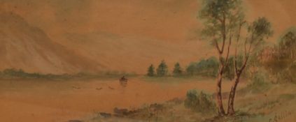 C.Gelling (19th/20th Century), watercolour and gouache, Two sepia tone lake landscapes, signed to